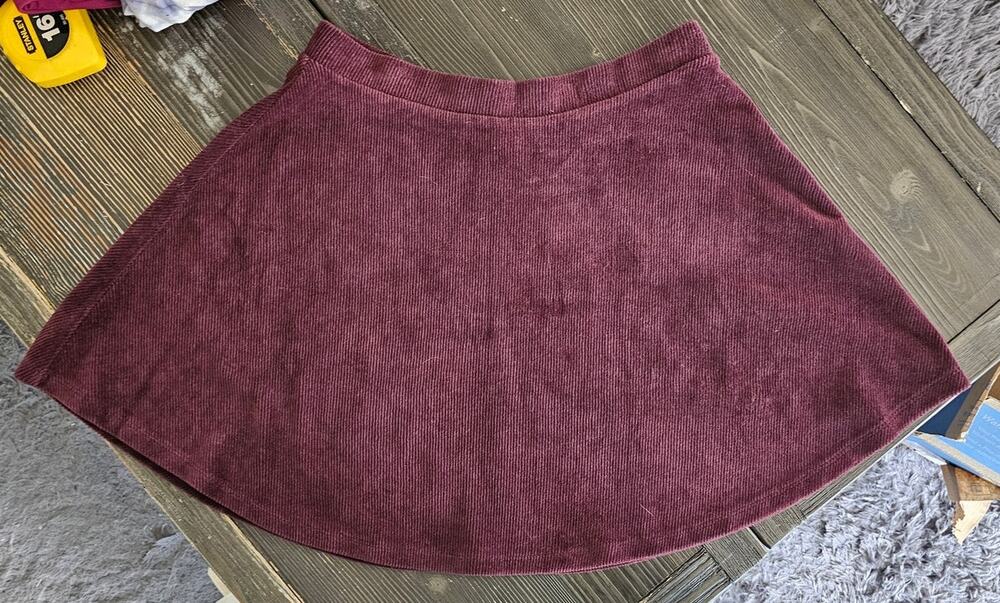 Forever 21 Plum Ribbed Corduroy High Waisted Mini Skirt